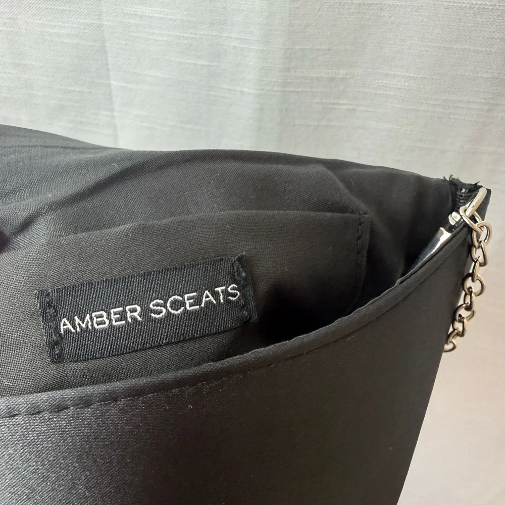 Amber Sceats Stella Rhinestone And Black Satin Crossbody Bag Purse